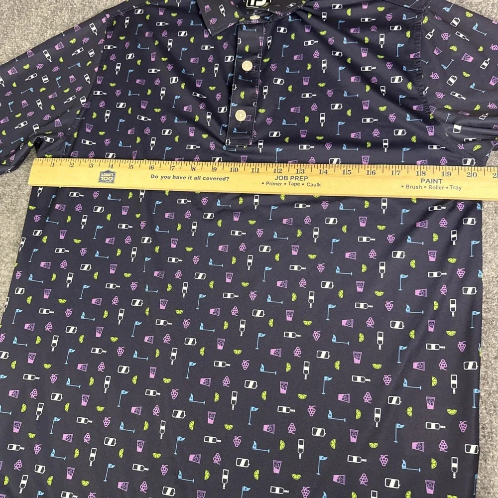 Footjoy Polo Shirt Mens M Transfusion AOP Performance Golf Cocktails Wine EUC - Picture 6 of 7